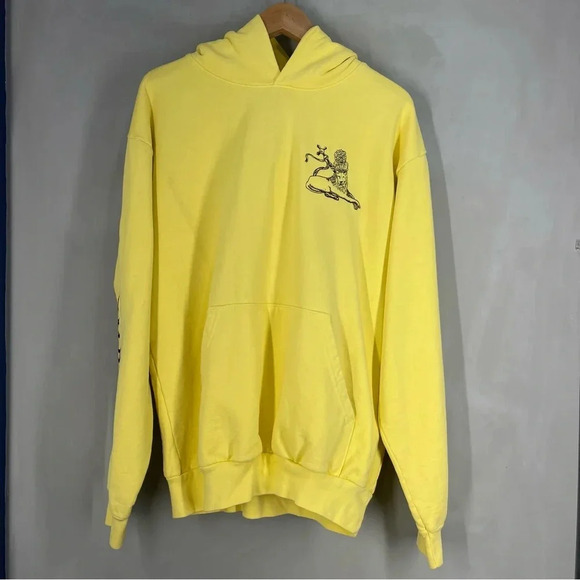 YELLOW REDEMPTION LION PULLOVER HOODIE Men size Large - Picture 3 of 12